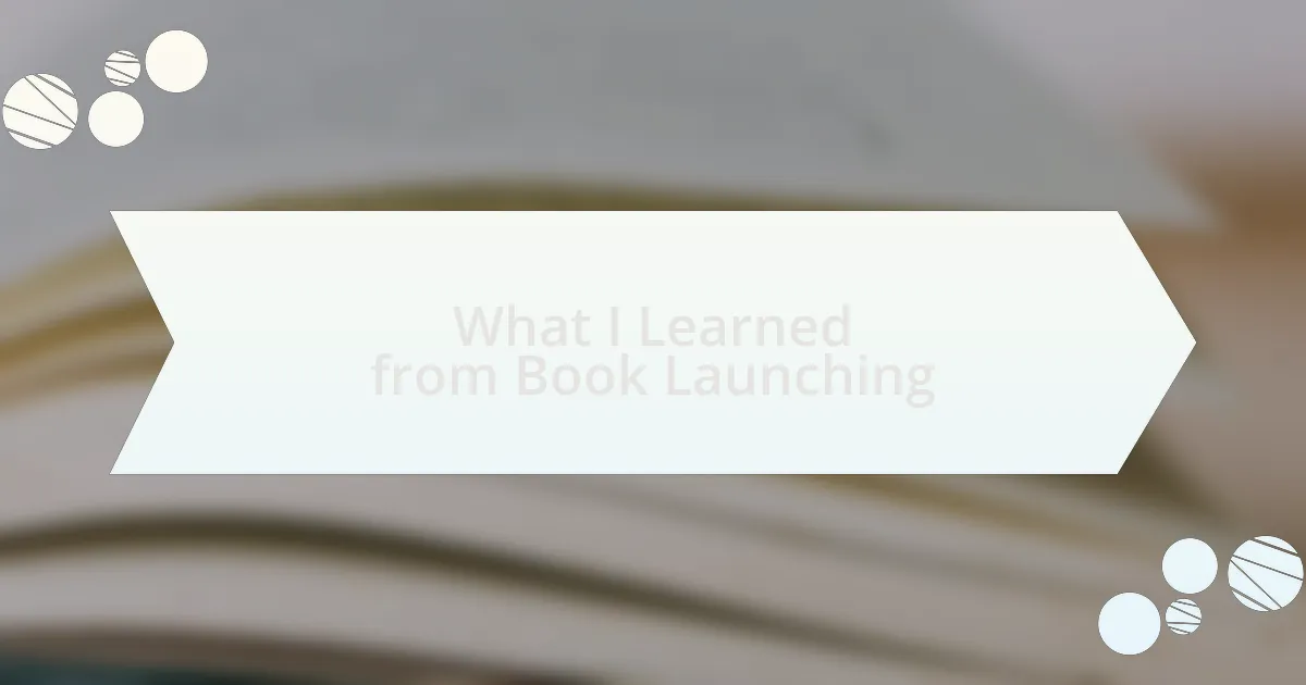 What I Learned from Book Launching
